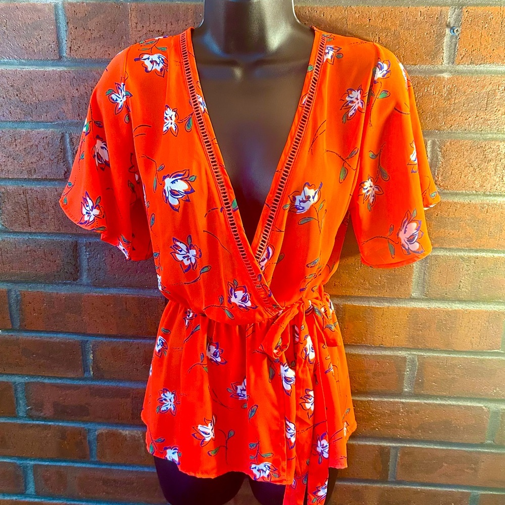 Sienna Sky Faux Wrap Floral Top S
